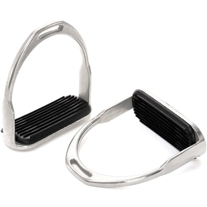 Cididu 2 Pack Horse Riding Stirrups, Metal Horse Saddle Stirrup with Rubber Pad, Safety Knee Ankle Protection Saddle Pain Stress Relief, Stirrup Irons for Trail Riding Training Beginners