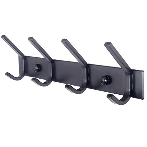 WEBI Coat Rack Wall Mounted,4 Coat Hooks for Hanging Coats,Heavy Duty Metal Hook Rack Hook Rail Coat Hanger Wall Mount for Clothes Entryway Jacket,C-CBG04,Black - size: 4 Hooks