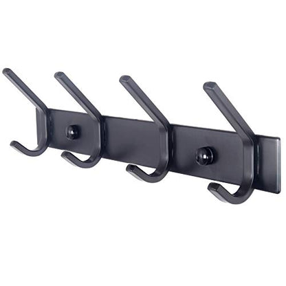 WEBI Coat Rack Wall Mounted,4 Coat Hooks for Hanging Coats,Heavy Duty Metal Hook Rack Hook Rail Coat Hanger Wall Mount for Clothes Entryway Jacket,C-CBG04,Black - size: 4 Hooks