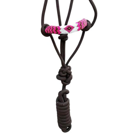 Majestic Ally Padded Beaded Nose Braided Rope Halter with 10' Matching Lead - Full (Brown) - color: Brown
