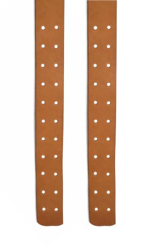 CHALLENGER Natural Tan Horizontal Western Saddle Stirrup Leathers Pre-Punched Replacement Pair 3" Wide 52SL02-3