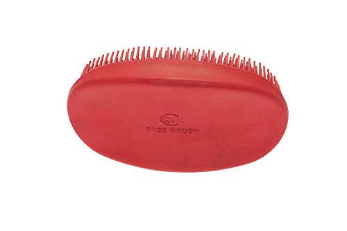 Grewal Equestrian Oval Face Grooming & Bathing Curry Brush for Horses, Dogs, Cats, & Other Pets - Very Soft Bristles (Red) - color: Red