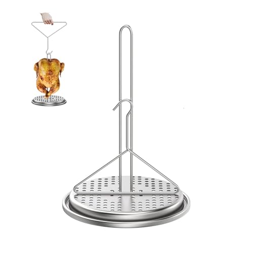 Food Grade Steel Turkey Roast Rack Turkey Stand Turkey Fryer Rack Kit Vertical Chicken Roast Fryer Turkey Stand Turkey Fryer Hanger - color: red