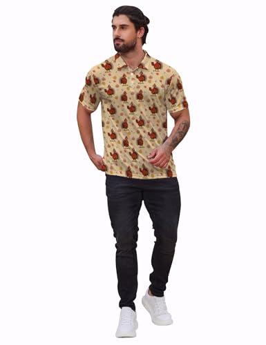 Funny Golf Shirts for Men, Quick Dry Moisture Wicking Polo Shirts - color: Turkey, size: Medium