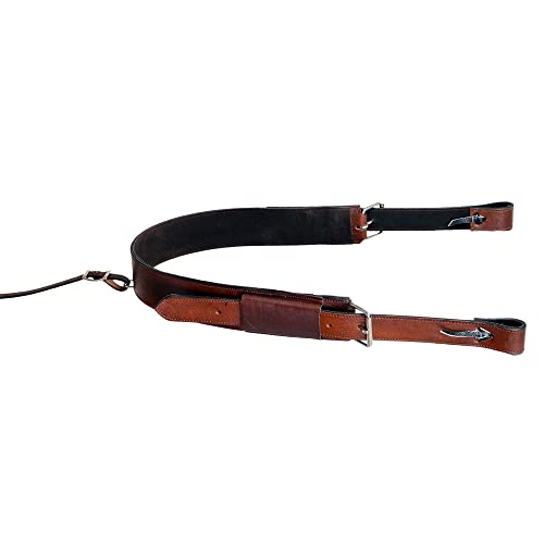 HILASON Horse Saddle Flank Cinch Girth Handtooled Leather W/Billets Antique Brown Comfytack