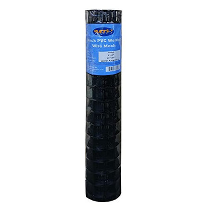 Black PVC Coated Welded Wire Mesh Garden Economy Fence 48 Inch x 25 Foot-3 Inch x 2 Inch 16GA - color: Black, size: 48"x25\'-3"x2" 16GA