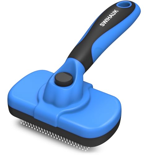 Swihauk Self Cleaning Slicker Brush - Skin Friendly Deshedding Grooming Tool for Dogs & Cats, Suitable for Shedding & Haired Pets, with Pet Supplies Accessories, Blue - color: Blue