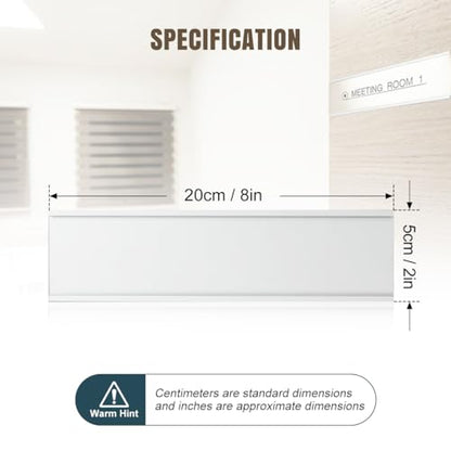 Lenink 6 Pack Name Plate Holder, Wall Mount Office Door Name Plate Holder for Meeting Room, Business Department, Warning Area 8” X 2” (Silver) - color: Silver