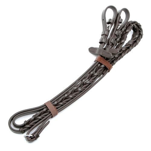 Jeffers Uniquely English Leather Laced Reins for Horses, Havana 54" - Adjustable Premium Reins for Equestrian Riding, Jumping, Saddle, Bridle, Training, English Horse Tack