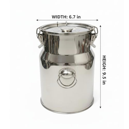Stainless Steel Jug 1.32 Gallon Can with Lid, Metal Container Large Capacity Milking Pail for Goats, Food Grade for Cow or Home Use - size: 1.32Gallon