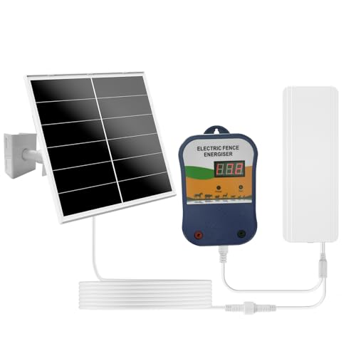 Solar Electric Fence Charger, 1.5J 12kV with 24000mAh Battery | 20W Solar Panel, Voltage Display, Livestock and Poultry Fencing, Horse Pasture and Garden Protection