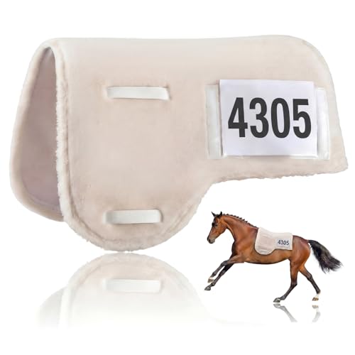 Sadnyy Western Horse Saddle Pad with Non-Glare Number Pockets, Hypo-allergenic Synthetic Fleece Non-Slip Brush Cotton Underside Gel Insert Compatible Durable Equine Supplies Suitable for Competitions