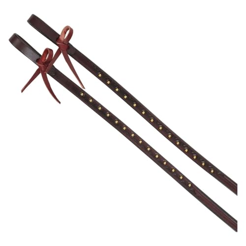 Circle Y Harper Split Reins | 7 1/2' Western Leather Reins with Sierra Border Tooling, Brass Spot Accents & Waterloop Ends | 5/8" Wide Double-Ply Reins for Trail, Training & Everyday Riding