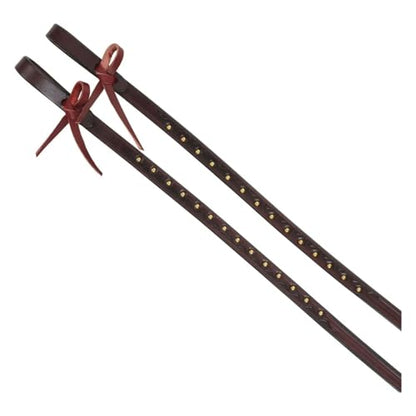 Circle Y Harper Split Reins | 7 1/2' Western Leather Reins with Sierra Border Tooling, Brass Spot Accents & Waterloop Ends | 5/8" Wide Double-Ply Reins for Trail, Training & Everyday Riding