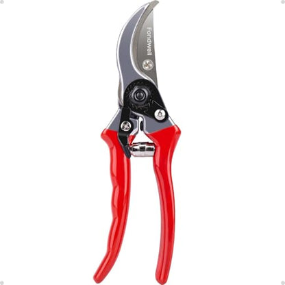 Fondwell 8.5" Professional Hand Pruners Bypass Pruning Shears for Gardening | Heavy Duty Garden Clippers, Cuts 1-Inch Branches, Comfortable Use - Trusted by Professional Landscapers and Nursery Workers - color: Red (Bypass)
