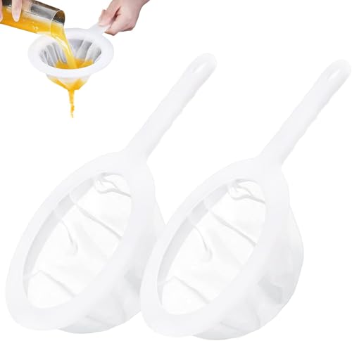2 Piece Fine Nylon Mesh Strainer Kitchen Food Yogurt Mesh Sieve Plastic Mesh Colander with Handle Mini Brine Shrimp Separation Net for Filtering Juice Milk Soy Coffee Honey Wine Yogurt (200/300 Mesh) - size: 200/300 Mesh