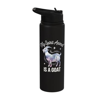 My Spirit Animal Is A Coat Cute Coat Pygmy Goat Farmer Stainless Steel Insulated Water Bottle - color: Black