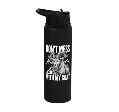 Don´t Mess With My Goat Cute Coat Pygmy Goat Farmer Stainless Steel Insulated Water Bottle - color: Black