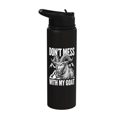 Don´t Mess With My Goat Cute Coat Pygmy Goat Farmer Stainless Steel Insulated Water Bottle - color: Black