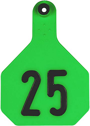 Ytex 4 Star Large Green Cattle Ear Tags Numbered 26-50