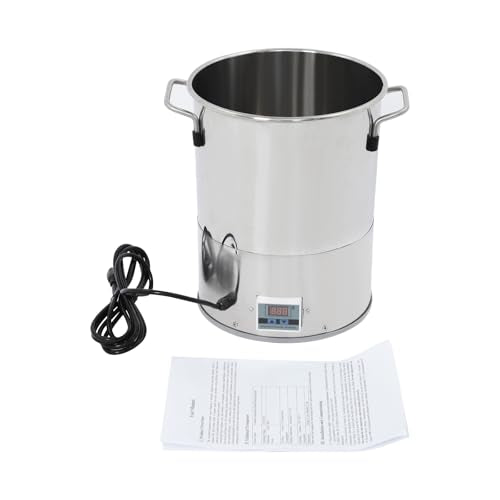 DYNAMI 2.9Gal Stainless Steel Heated Water Bucket for Dogs,13in Height Heated Bucket with Adjustable Temperature 32-122°F, Digital Display, Overheat Protection,No Freeze for Winter, for Animals
