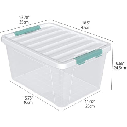 35 Qt Plastic Storage Bin with Lid, Clear Latch Storage Box, 4-Pack - size: 35 Qt