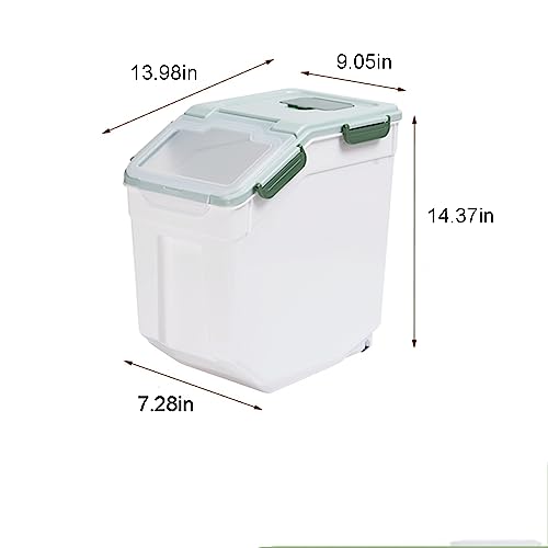 Large Flour Storage Container Bin 25lb, 2Pack Airtight Rice Storage Containers with Wheels Seal Locking Lid, BPA Free with Measuring Cup&Scoop for Flour, Rice, Grain(Green) - color: Green 2Pack
