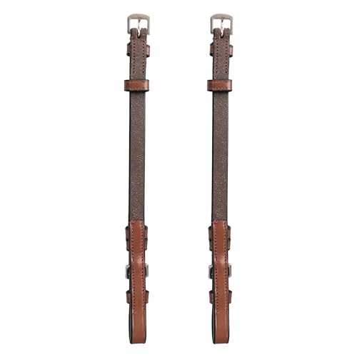 English Bridle Cheek Pieces– 5/8" (16mm) Leather Replacement Cheekpieces with Buckle Fastening – Premium Vegetable-Tanned Leather Horse Tack – Stainless Steel Hardware – Full Size - color: Oak Brown, size: Cob/Medium Size