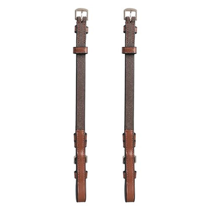 English Bridle Cheek Pieces– 5/8" (16mm) Leather Replacement Cheekpieces with Buckle Fastening – Premium Vegetable-Tanned Leather Horse Tack – Stainless Steel Hardware – Full Size - color: Oak Brown, size: Cob/Medium Size