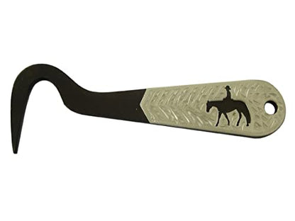 AJ Tack Antique Brown Steel Hoof Pick, Silver Engraving Flames Design - color: Flames Design