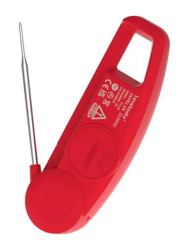 Lavatools Javelin® Ultra-Fast 3-Second Digital Instant Read Meat Thermometer for Grill and Cooking, 2.75" Probe, Compact Foldable Design, Large Display, IP65 Water Resistant, NSF Certified – Crimson - color: Crimson