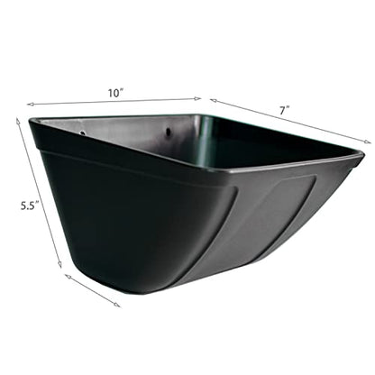 Hanging Chicken Feeder Trough for Goat Sheep Deer Poultry Duck Chicken Fence Feeder Livestock Feeding Container Goats Supplies Feeders Waterer Bucket - color: Black