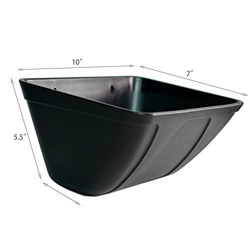 mozoba Hanging Chicken Feeder Trough for Goat Sheep Deer Poultry Duck Chicken Fence Feeder Livestock Feeding Container Goats Supplies Feeders Waterer Bucket (Black and White) - color: Black and White
