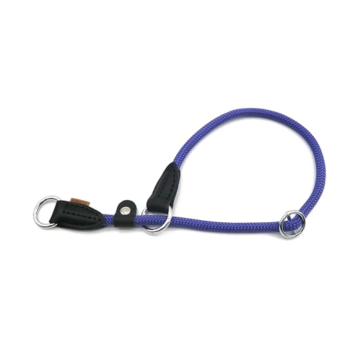 Braided Round Martingale Dog Collar, Training Collar with Slidable Stop Ring and Adjustable Stopper - Ideal for Medium Dogs (M(1/3") - 18" Long, Purple) - color: purple, size: M(1/3") - 18" Long with stopper