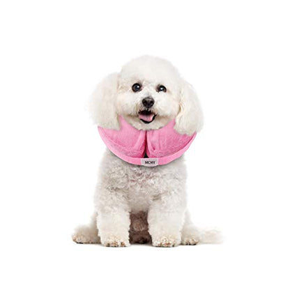 MCHY Inflatable Dog Cone,Adjustable Recovery Collar for Dogs After Surgery,Prevent from Biting & Scratching,Not Block Vision (Pink, S-Neck 7''- 12'') - color: Pink, size: S-Neck 7"- 12"