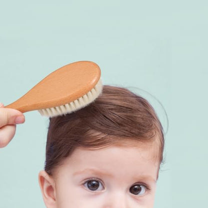 BoAn Wooden Baby Hair Brush,Natural Soft Goat Bristles,Cradle Cap Brush for Newborns & Toddlers,Perfect Scalp Grooming Product for Infant