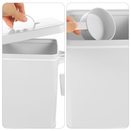 Amosfun Metal Food Storage Bucket with Lid 9.05X7.28X6.49 in Iron Canister for Laundry Powder Dog Treats Dry Food Pantry Cabinet Storage Kitchen Countertop Organizer