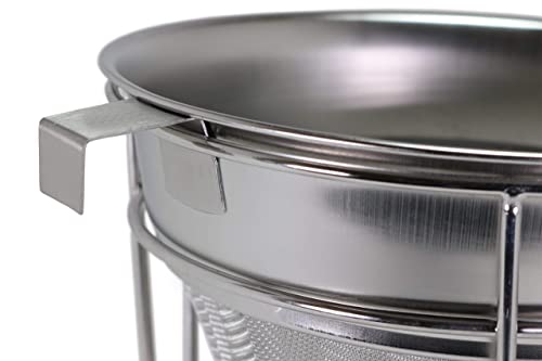 Anchy Premium 8" Chinois Fine Mesh Strainer Set with Stand & Bamboo Spatula – 18/8 Stainless Steel China Cap Cone Sieve, Professional Bouillon Strainer for Sauces, Soups, Broth, Stock, Jelly & Purees