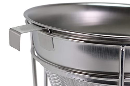 Anchy Premium 8" Chinois Fine Mesh Strainer Set with Stand & Bamboo Spatula – 18/8 Stainless Steel China Cap Cone Sieve, Professional Bouillon Strainer for Sauces, Soups, Broth, Stock, Jelly & Purees