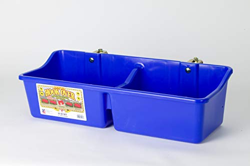 Little Giant® Portable Feeder with Divider | Livestock Feeder | Heavy Duty Mountable Feeding Trough for Livestock & Pets | Made in USA | 16 Quarts | Blue - color: Blue