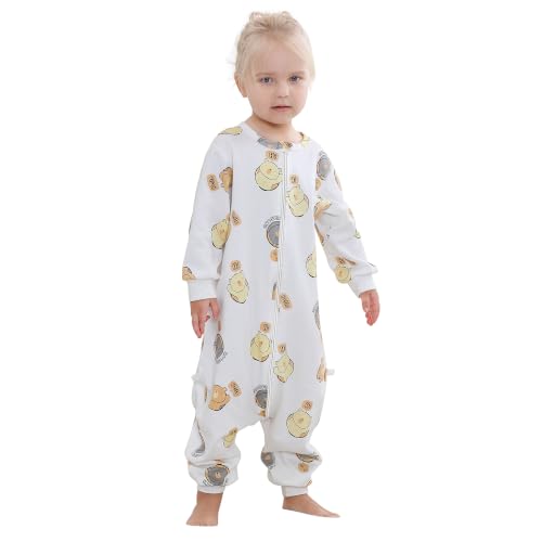 MICHLEY Baby Sleeping Sack with Legs Cotton Long Sleeve Toddler Wearable Blanket Sleeping Bag 6 Months-6 Years - color: White Bear, size: 6-18 Months