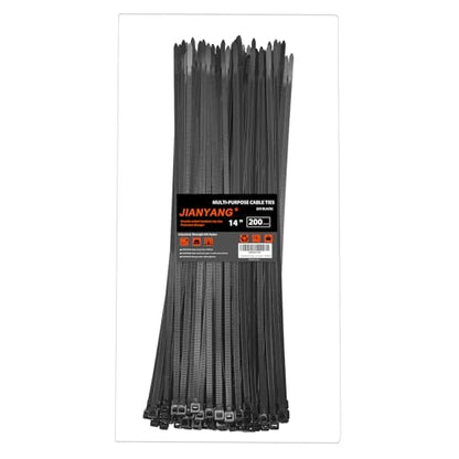 14 Inch Zip Ties Double Sided Toothed,100 LBS Tensile Strength Heavy Duty Cable Wire Ties With Self-Locking Adjustable More Durable Nylon Tie Wraps for Indoor Outdoor（200 Pack） - size: 14 inch 200 Pack （100 Lbs ）