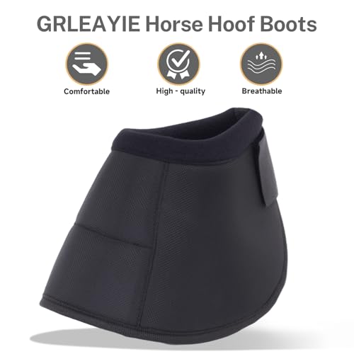 Horse Hoof Boot, Easy to Wear & No-Turn Horse Shoes, Protective Equine Bell Boots with Loop Closure, Professional Equestrian Supplies for Riding & Training, Secure Fit for Equine Hoofs (2Pcs,L)