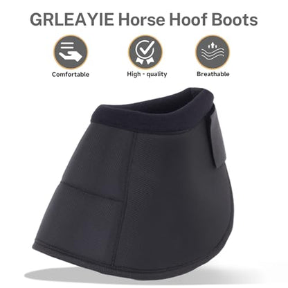 Horse Hoof Boot, Easy to Wear & No-Turn Horse Shoes, Protective Equine Bell Boots with Loop Closure, Professional Equestrian Supplies for Riding & Training, Secure Fit for Equine Hoof (2Pcs,M)