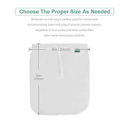 Nut Milk Bag Reusable 2 Pack Food Strainer Nut Bag(8×10 in) - size: 2 pack - 8"x10"