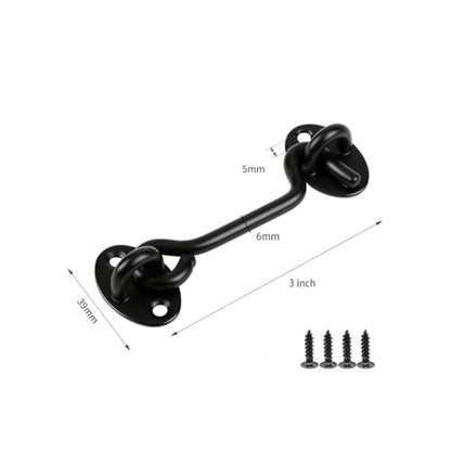 2 Pcs Barn Door Lock, 3 inch Steel Hook and Eye Latch for Door, Black - size: 3 Inch