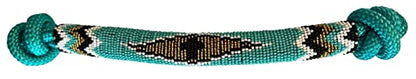 Nylon Horse Size Cowboy Knot Rope Halter with Beaded Cross Nose and Removable Lead - color: Teal