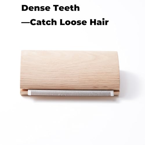 Pug Brush for Shedding, Wooden Handle Short-Hair Grooming Comb