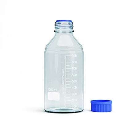 1000ml Storage Glass Bottles – 2pcs Round Media Storage Bottle – Borosilicate Glass Bottles – Safe Probe Storage Glass Storage Bottles with GL45 Blue Screw Cap (1000ml - 2pcs) - size: 1000ml - 2pcs
