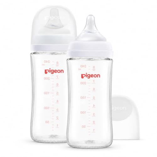 Pigeon Glass Baby Bottles Wide Neck, 8.1 Oz, Pack of 2 - color: 8.1 Ounce, 2 Packs